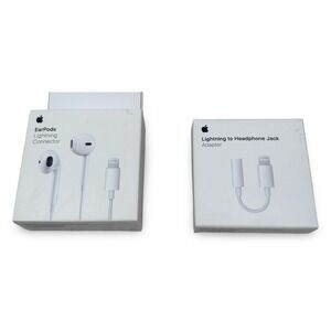 Apple EarPods Lightning Connector MMTN2AM/A & Headphone Jack Adapter MMX62AM/A